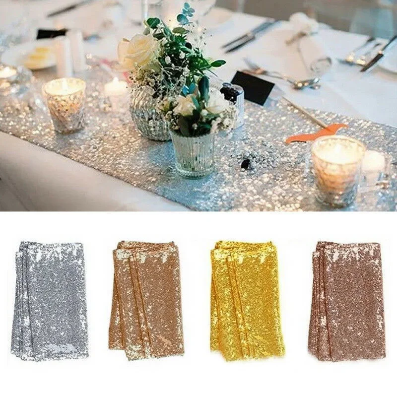 Table Runner Sequin - Festliche Pailletten-Tischdecke, Tischläufer, Geschirr, Babyparty, Party,