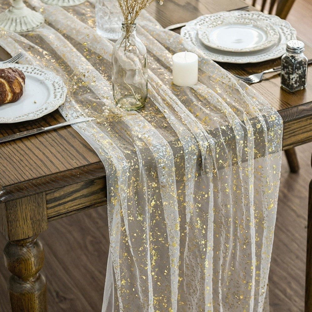 Table Runner Sequin - Goldener Pailletten-Glitzer Tischläufer im Europäischen Stil