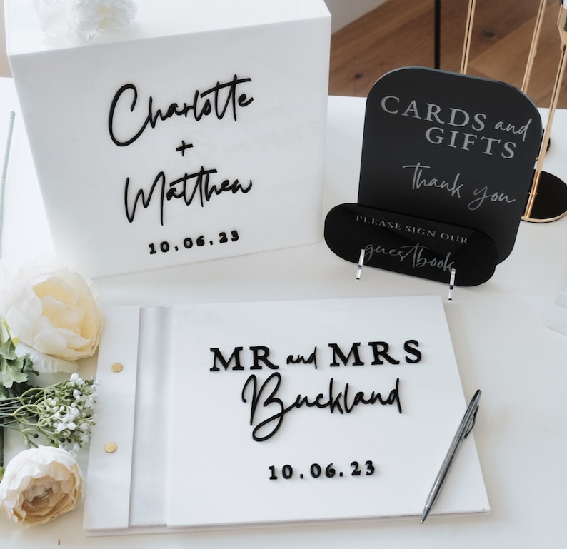 Wedding Card Box - Weiße Kartenbox für Hochzeit 3D Personalisiertes