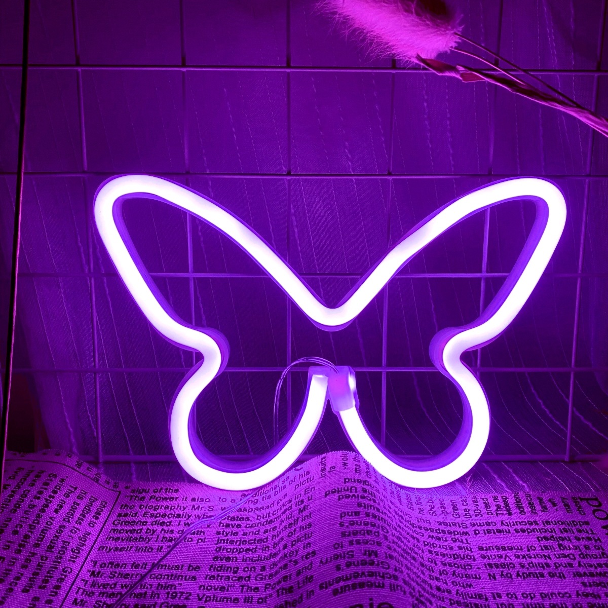 Wedding Power Supply - LED-Schmetterlings-Neonlichter, USB- oder batteriebetriebene Wanddekoration für