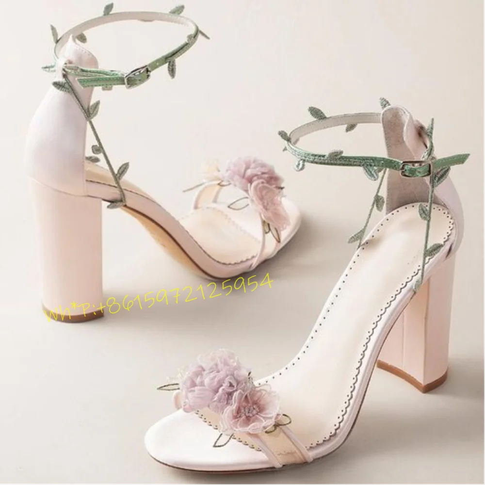 Wedding Super - Lila Blumen dicke Fersen sandalen Frauen