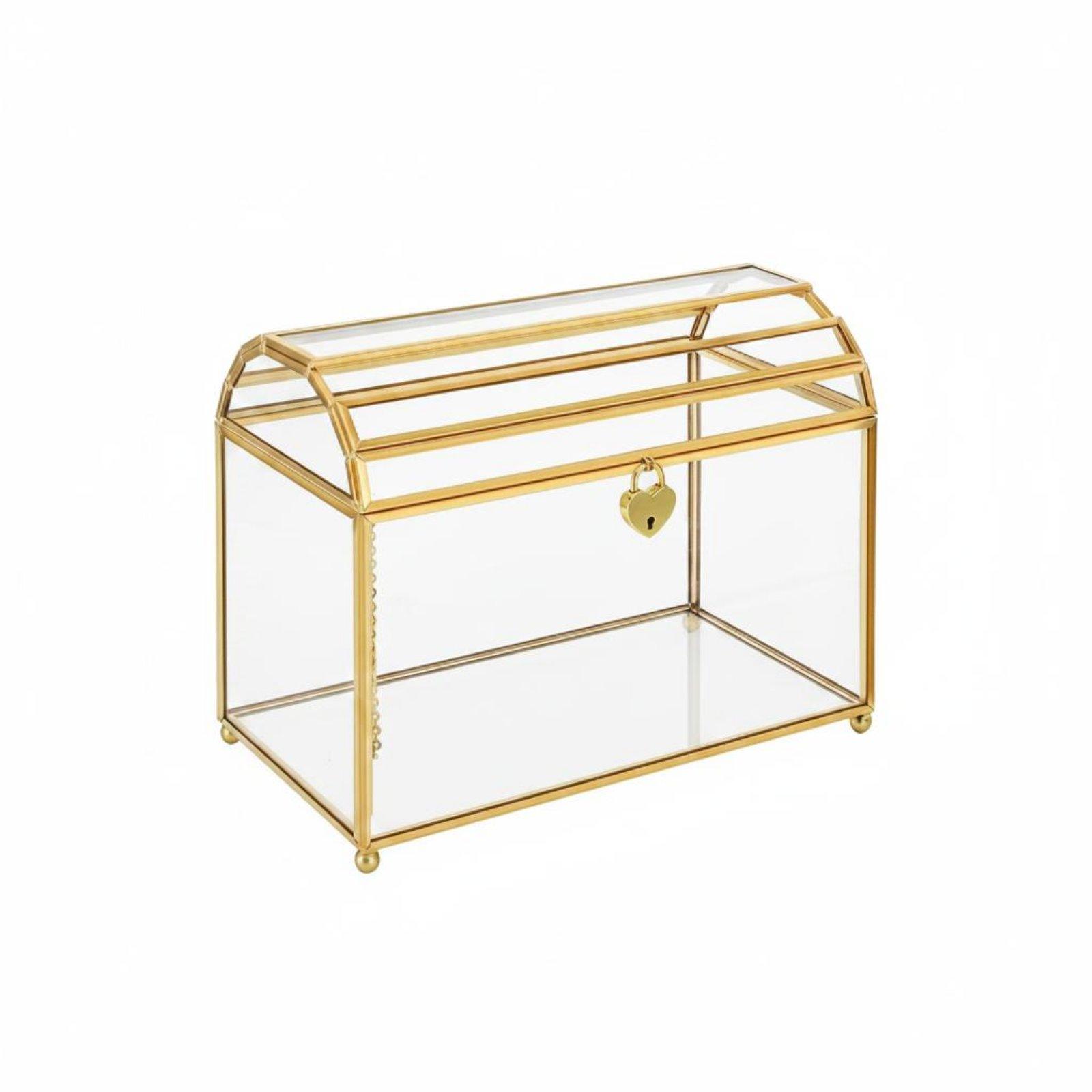 Wedding Card Box - Transparente Kartenbox Hochzeitskarten-Etui Goldrahmen Glashalter Geschenkdisplay
