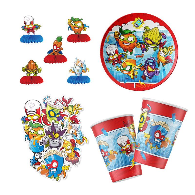 Confetti Balloon Set - Superzings Baby-Shower-Party Dekorationsset: Aufkleber, Teller, Spiralförmige