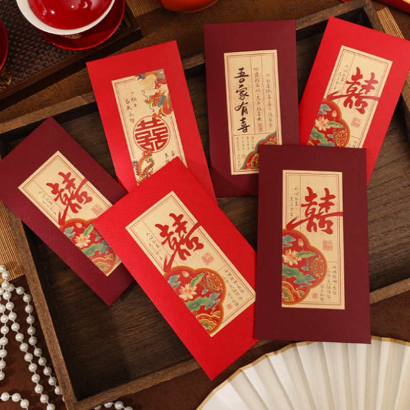Wedding Envelopes - 2/4 Stück chinesische rote Hochzeitsumschläge: Rote