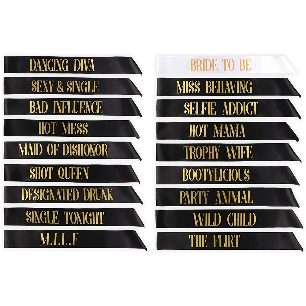 Bride Tribe Sash - 7/12/18-teiliges Braut-Team-Schärpen-Set für Hochzeit, Junggesellinnenabschied, Brautparty,
