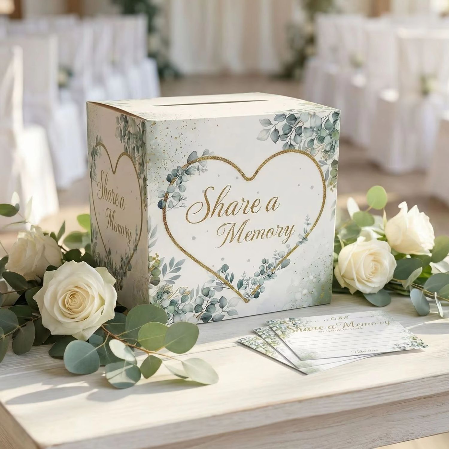 Wedding Card Box - Weiße Blumen-Hochzeitskartenbox – Elegante DIY-Bastelarbeiten für