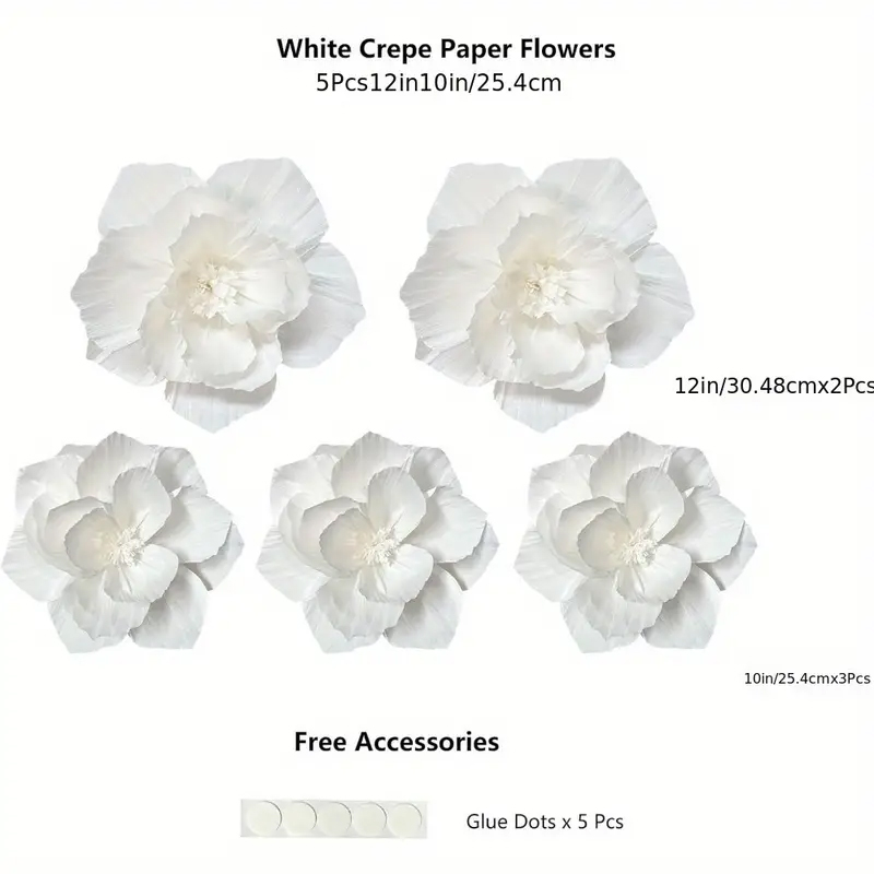 5 Packungen weiße Papierblumen – Wedding Power Supply Bewertung und Preis