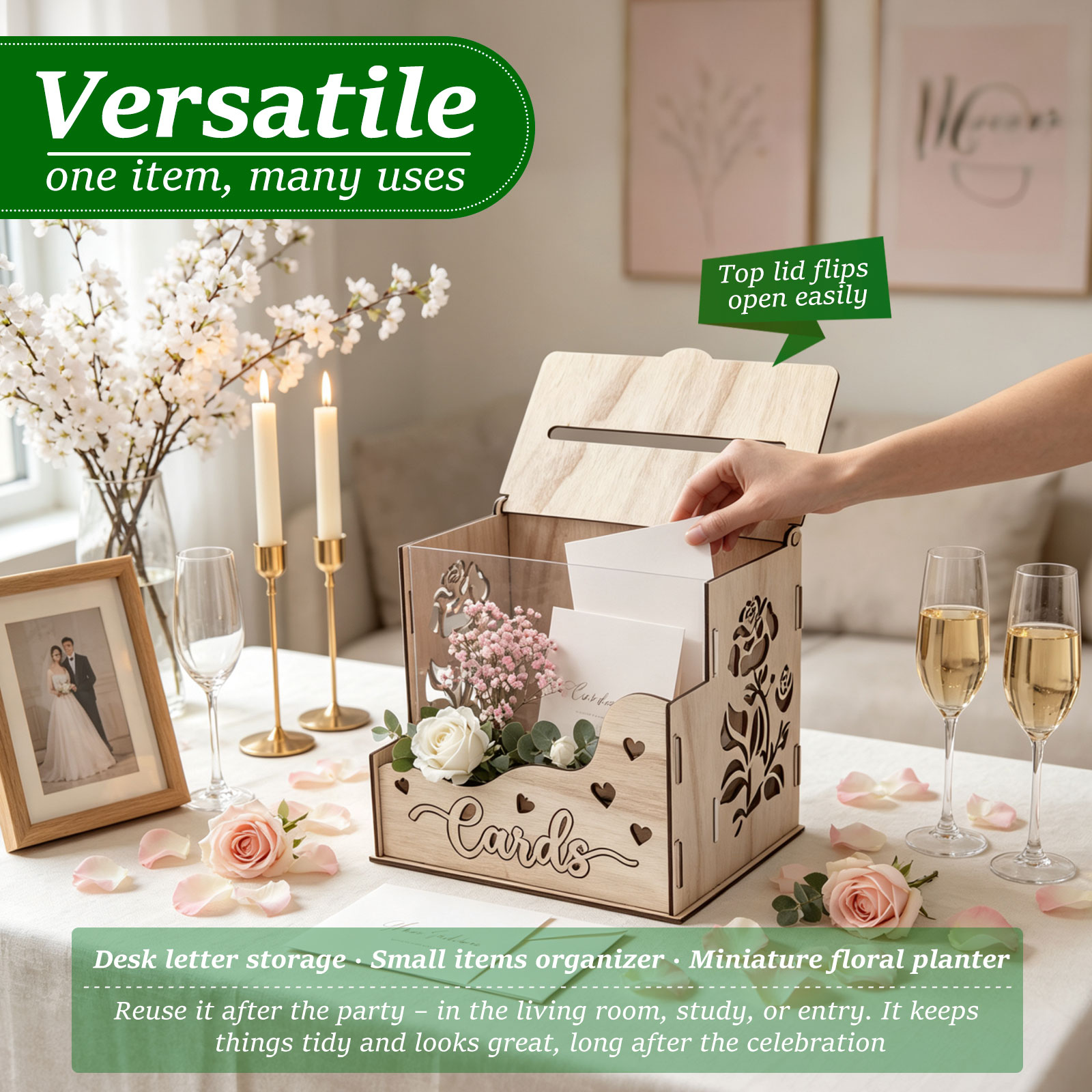 Hölzerne Partykarten-Box mit A – Wedding Card Box Bewertung und Preis