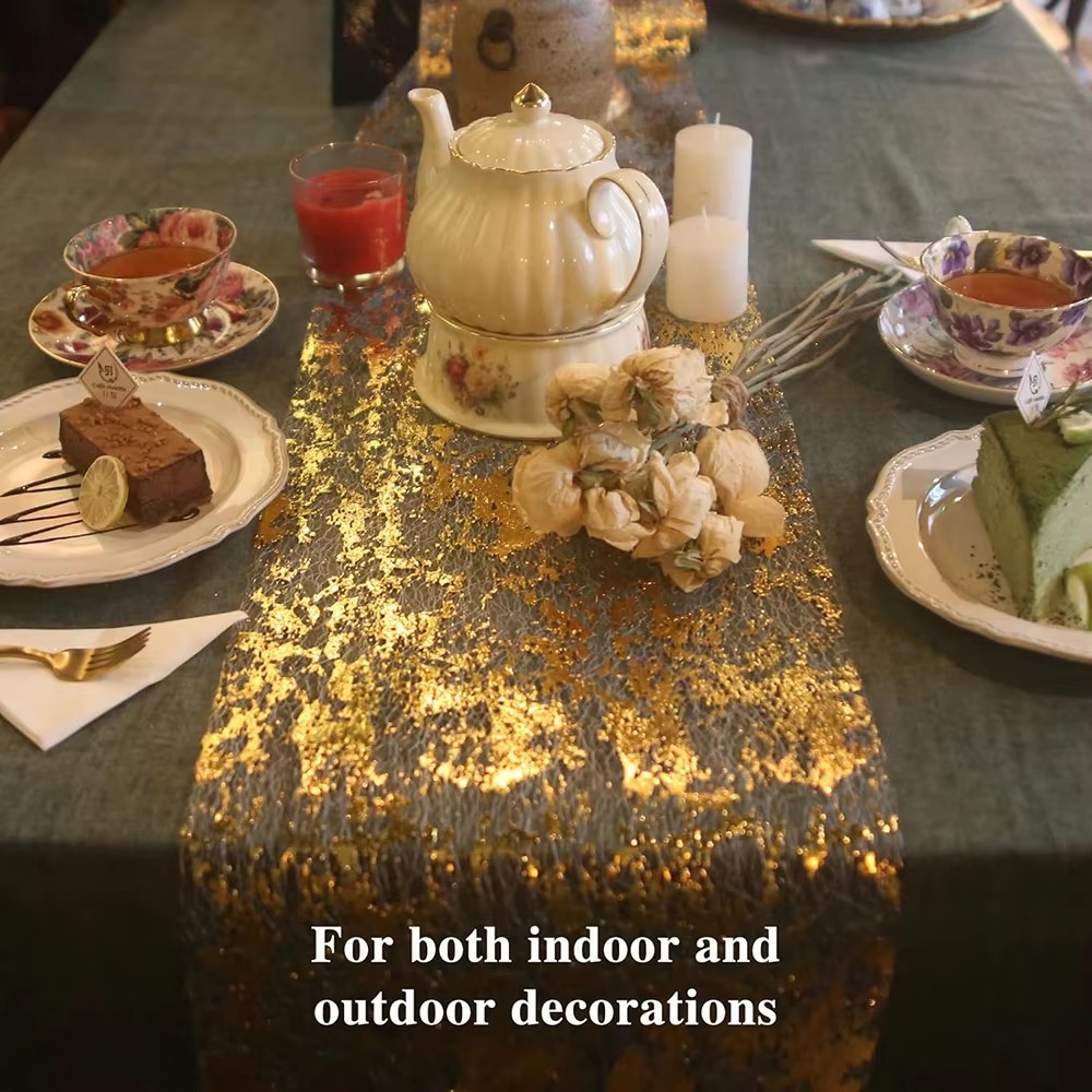 Funkelnder Metallischer Gold-T – Table Runner Sequin Bewertung und Preis
