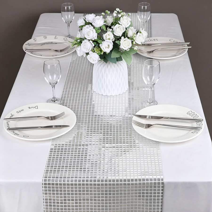 Spiegelsilberner Pailletten-Ti – Table Runner Sequin Bewertung und Preis