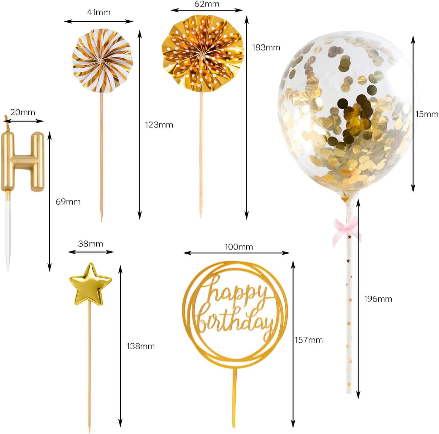 Goldene Geburtstagskerzen-Set  – Confetti Balloon Set Bewertung und Preis