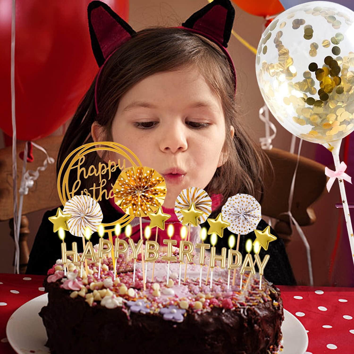 Goldene Geburtstagskerzen-Set  – Confetti Balloon Set Bewertung und Preis