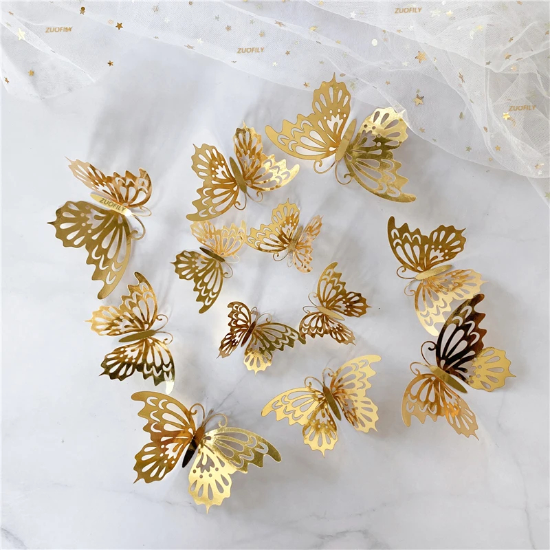 12/36 Stück 3D Hohle Schmetter – Wedding Package Gold Bewertung und Preis