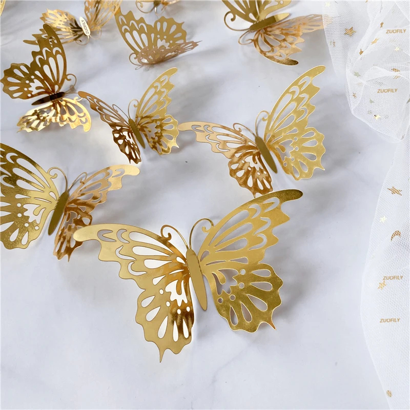 12/36 Stück 3D Hohle Schmetter – Wedding Package Gold Bewertung und Preis