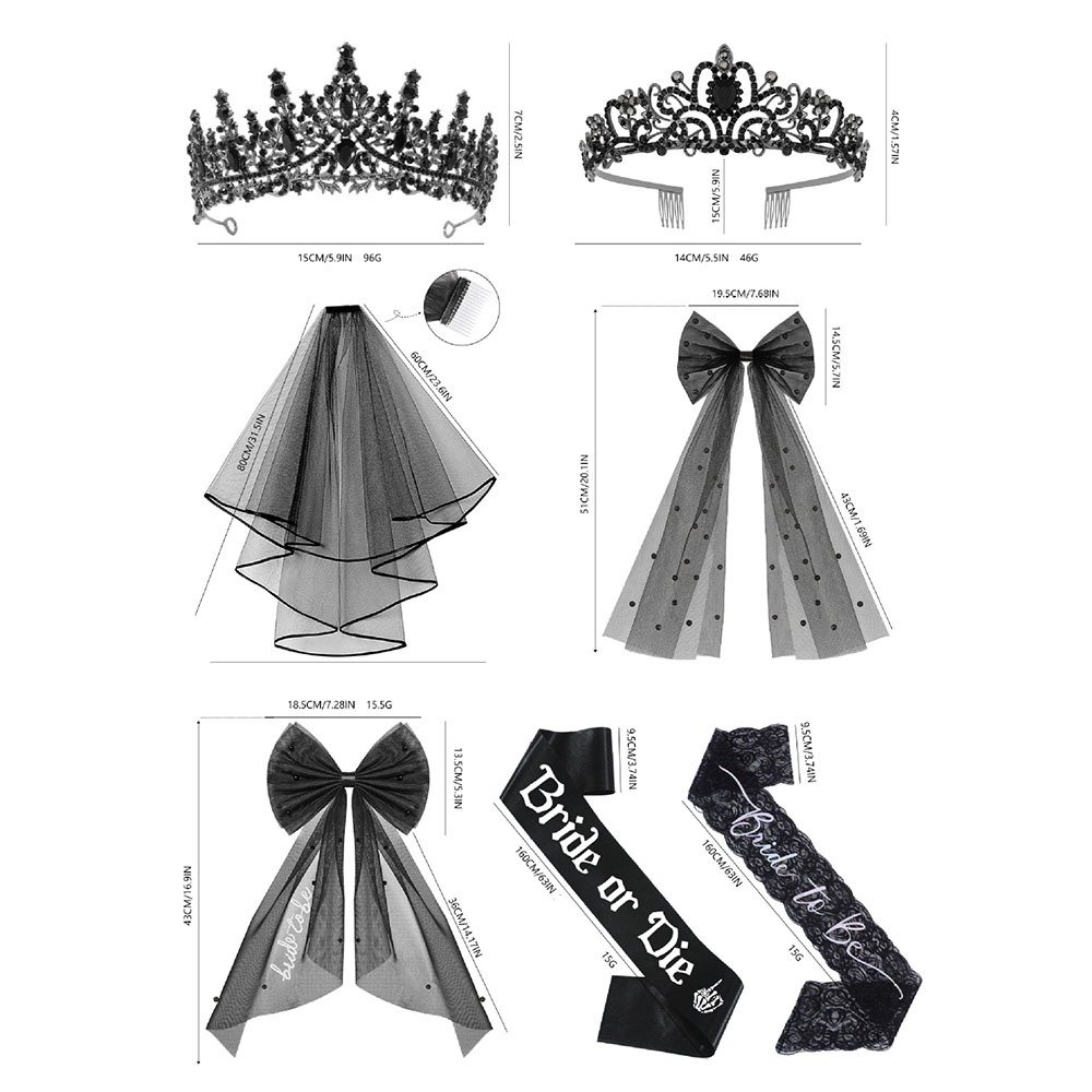 3 Stück Gothic Schwarz Bachelo – Bride Tribe Sash Bewertung und Preis