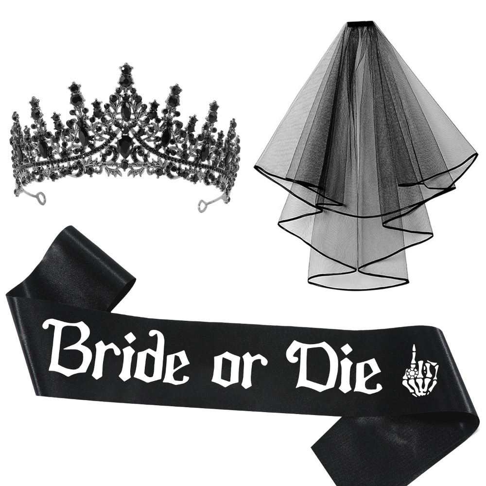 3 Stück Gothic Schwarz Bachelo – Bride Tribe Sash Bewertung und Preis