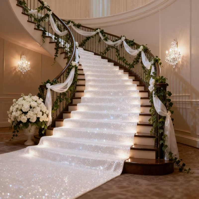 Eleganter weißer funkelnder Ho – Aisle Runner White Bewertung und Preis