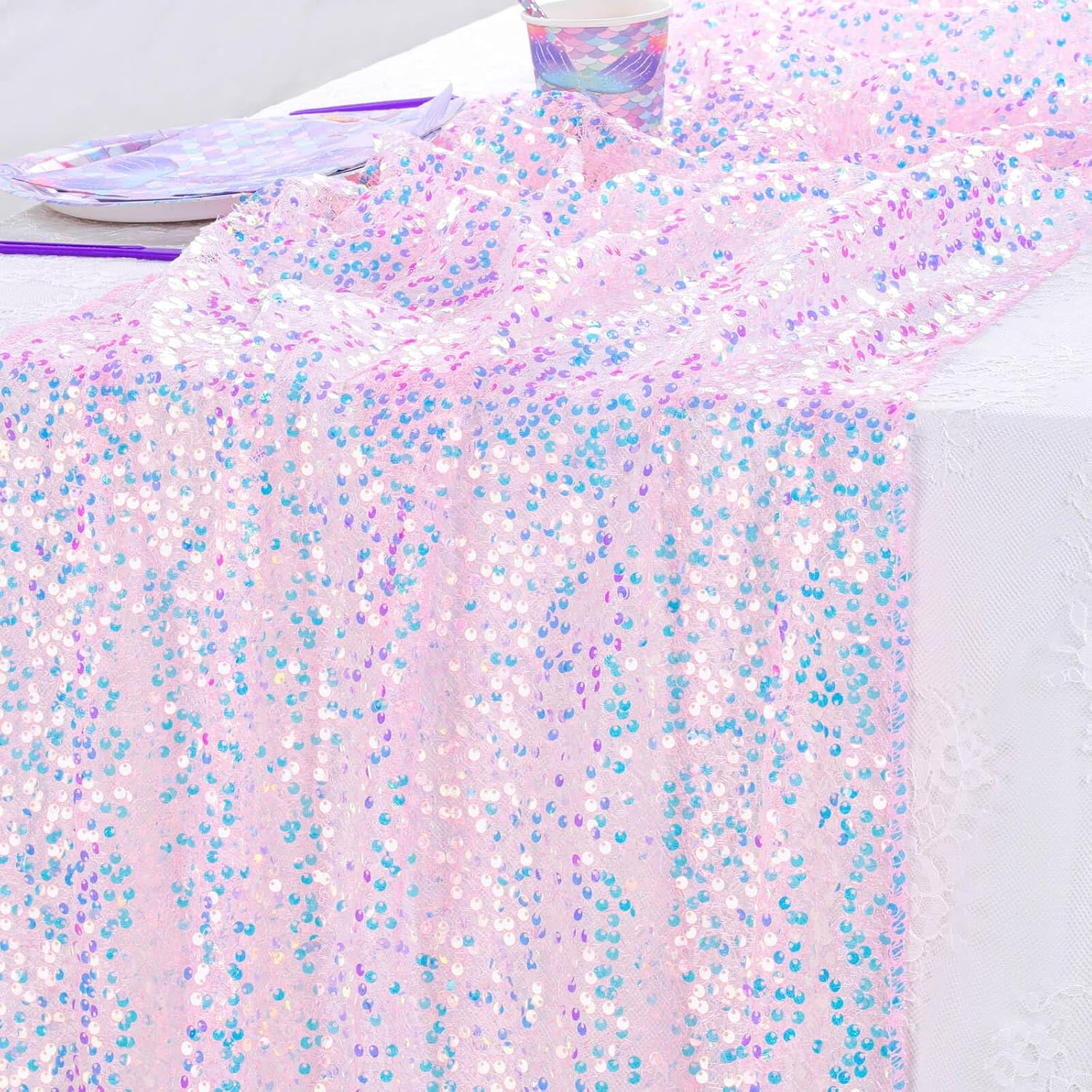 4 Stück rosa schillernde Paill – Table Runner Sequin Bewertung und Preis