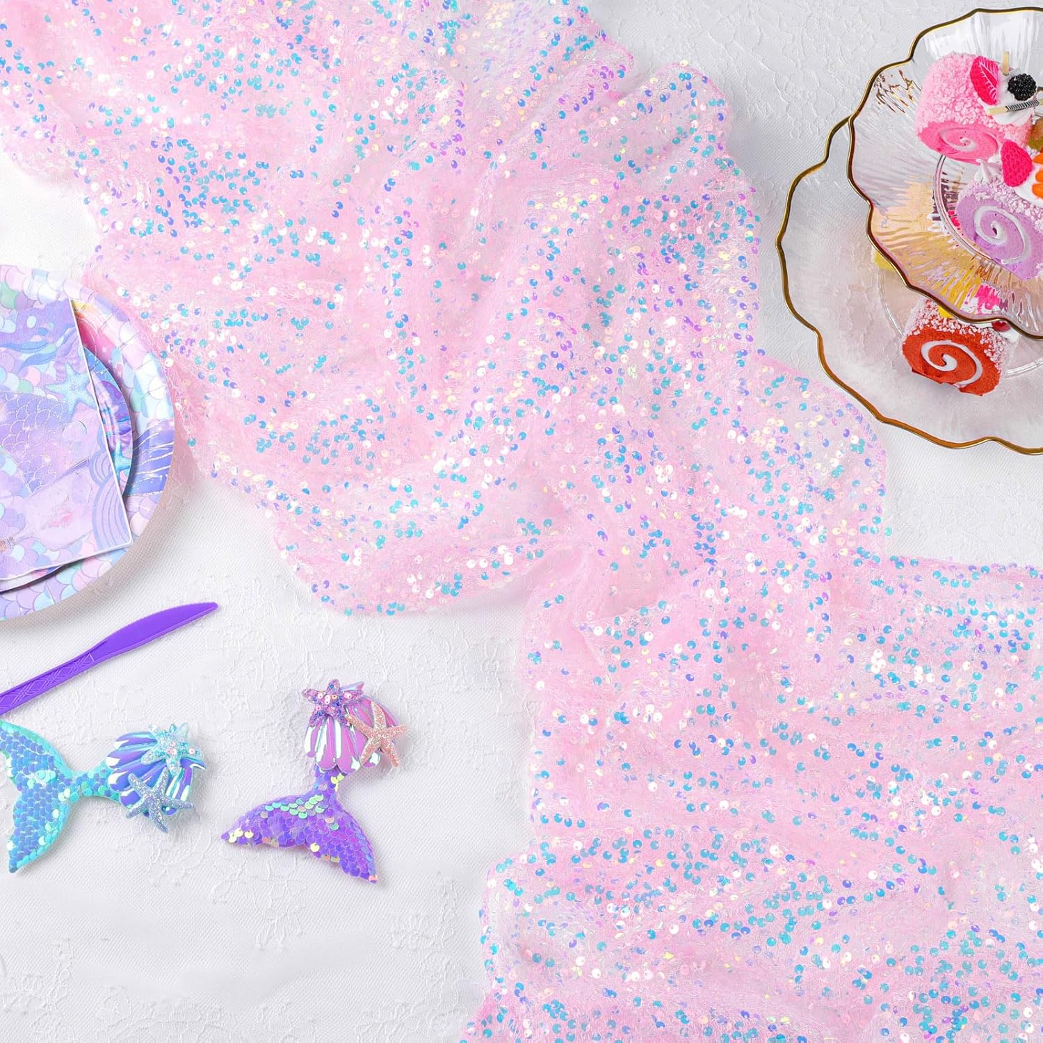 4 Stück rosa schillernde Paill – Table Runner Sequin Bewertung und Preis